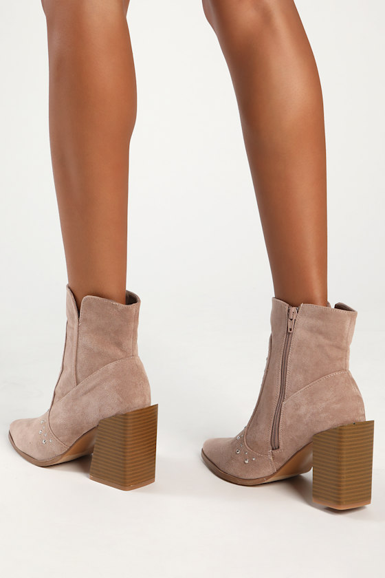 suede taupe booties