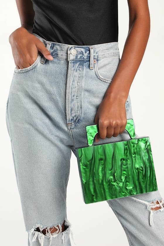 Chic Favor Emerald Green Marble Acrylic Box Clutch 1