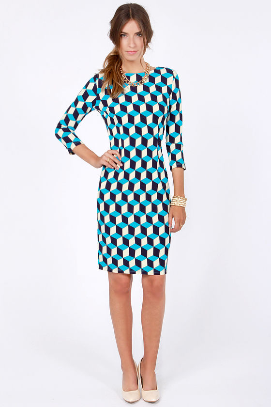 Hip Blue Dress - Cream Dress - Print Dress - $53.00 - Lulus