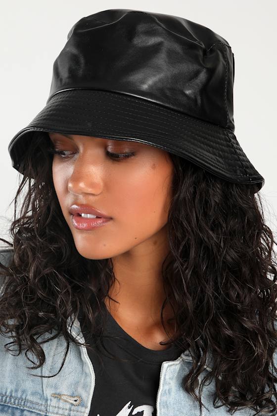 Black Bucket Hat Faux Leather Hat Bucket Hat Lulus