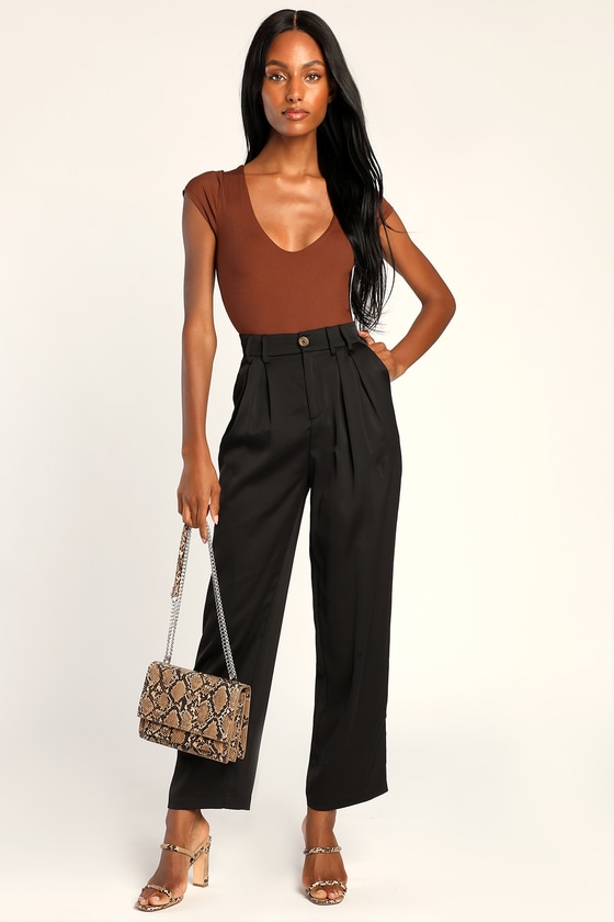 Black Trouser Pants - High-Waisted Pants - Pleated Trouser Pants - Lulus