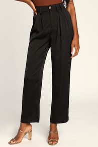 Sophisticated Take Black High-Waisted Trouser Pants