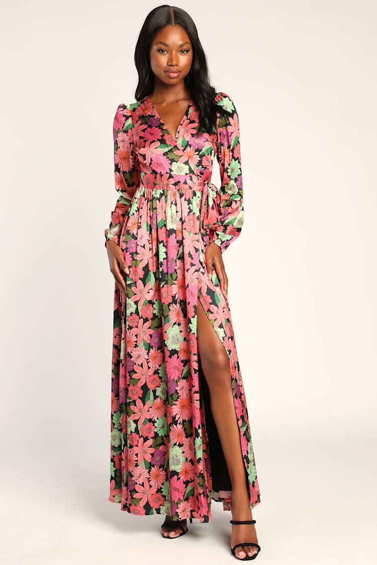 floral maxi dress with sleeves FLORAL LONG SLEEVE Maxi Dress Plus Size