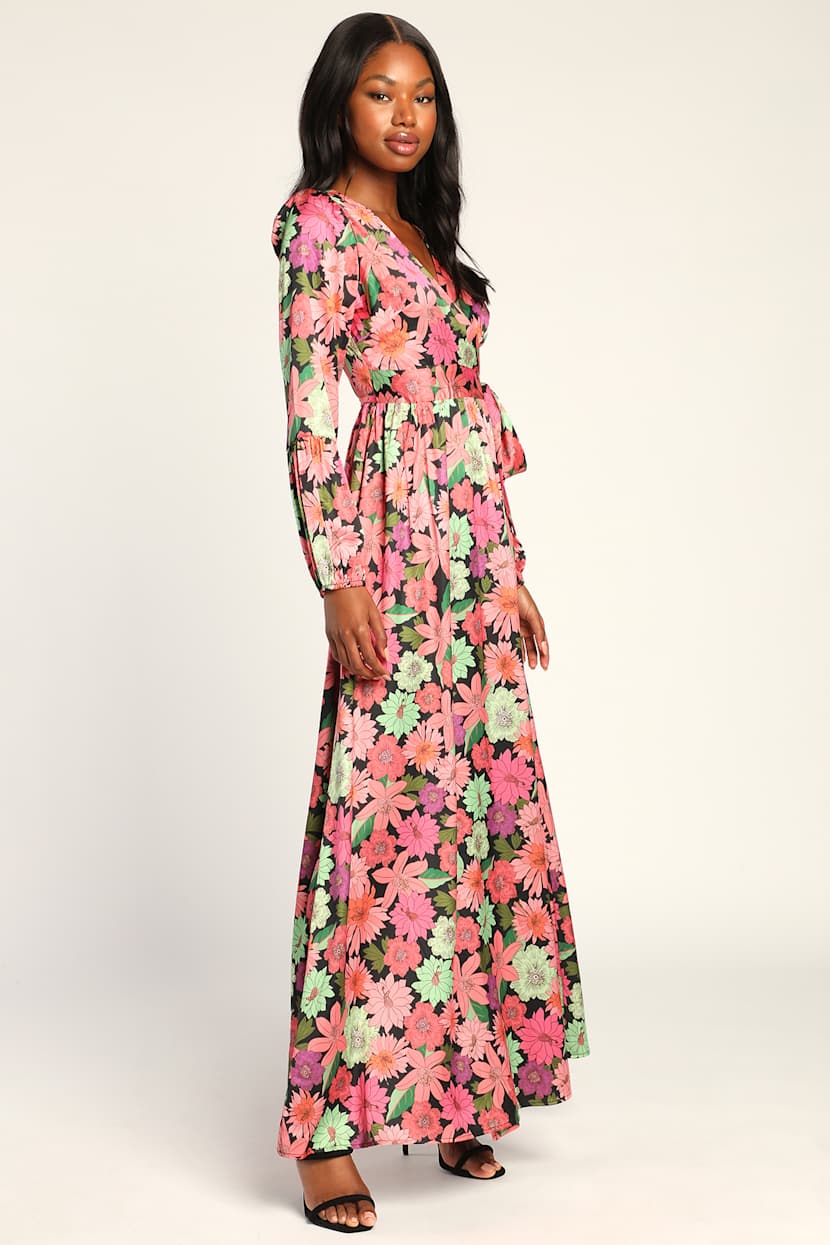 fitted lace wedding dress Helena Long Sleeve Floral Maxi Dress main image 1