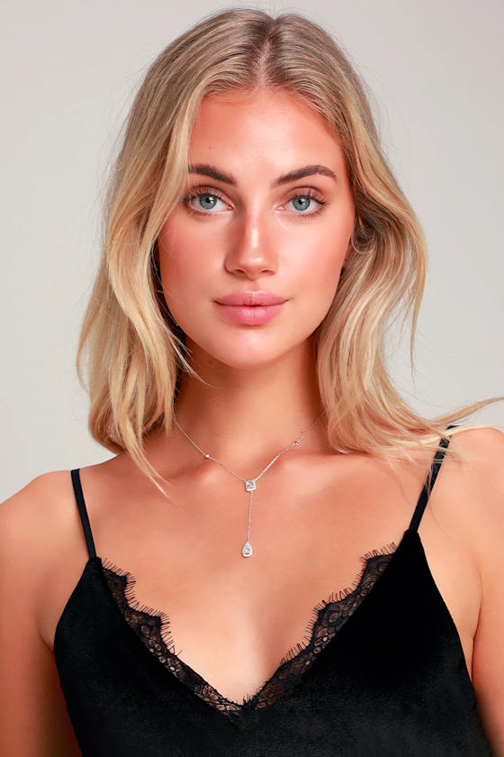 Love of the Light Sterling Silver Rhinestone Drop Necklace 1