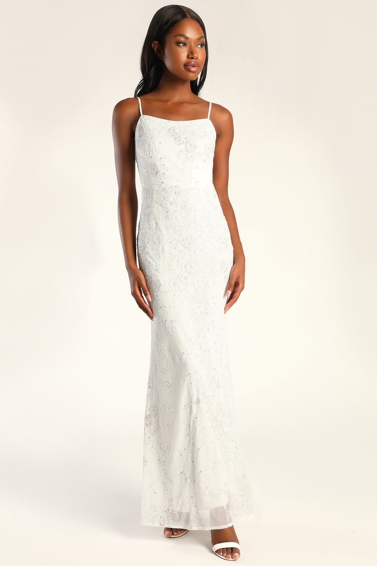 white sequin maxi