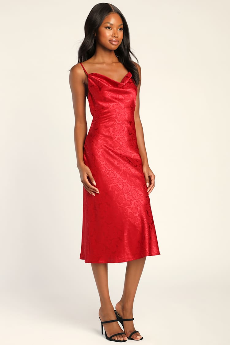 open lace back dress Satin Dark Rust Slip Dress main image 1