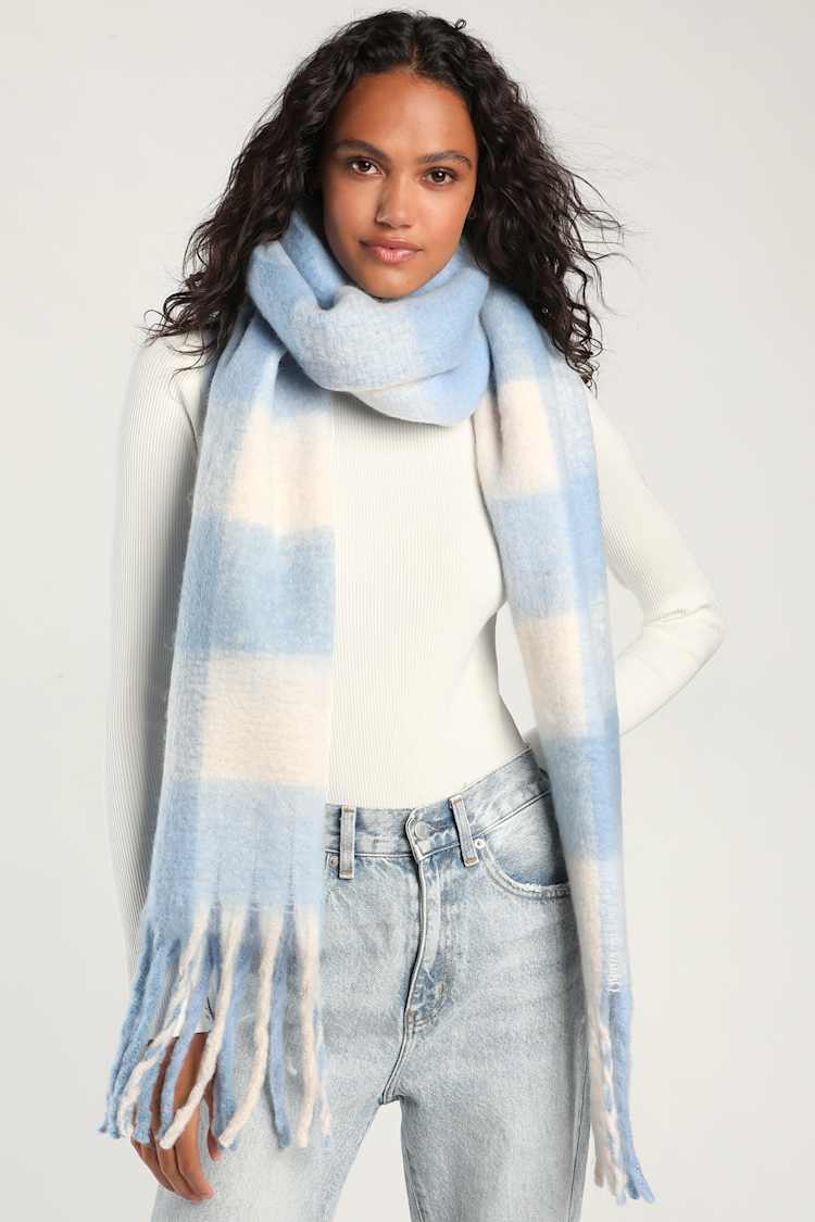 blue plaid shawl