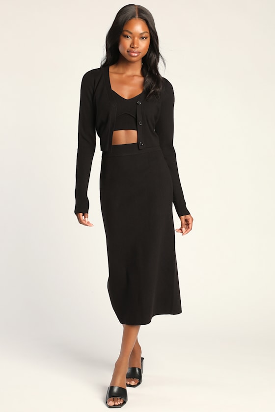 Black Knit Three-Piece Sweater Dress | Womens | X-Large (Available in XS, S, M, L) | Lulus Exclusive