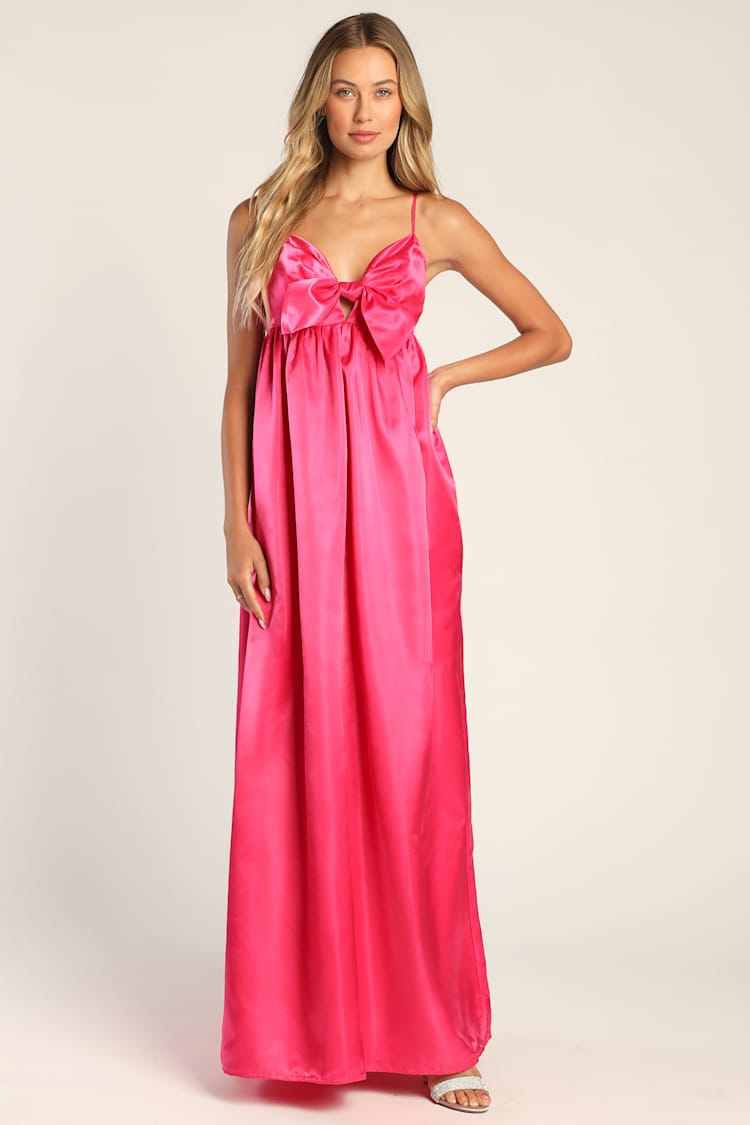 chinese dress ladies Burgundy Satin Tiered Maxi Dress for Women main image 0