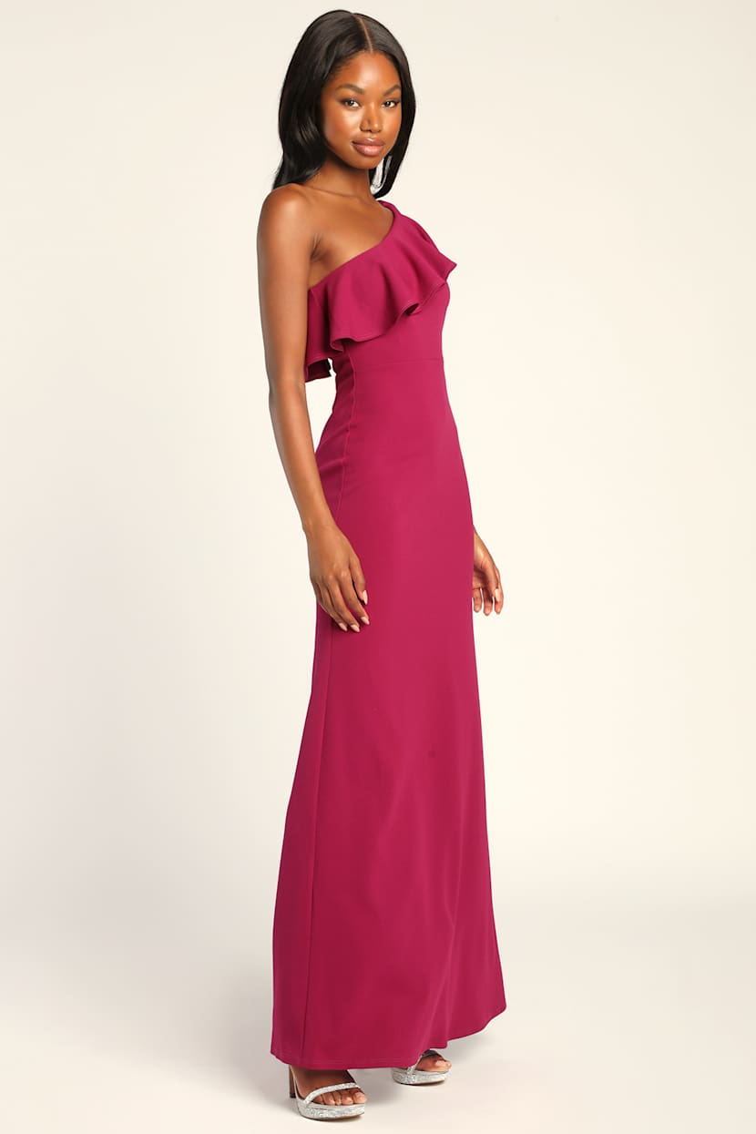 magenta long bridesmaid dresses May Queen