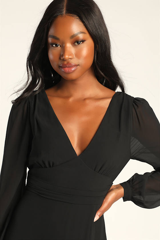 Love You So Black Long Sleeve Maxi Dress - thumbnail 4