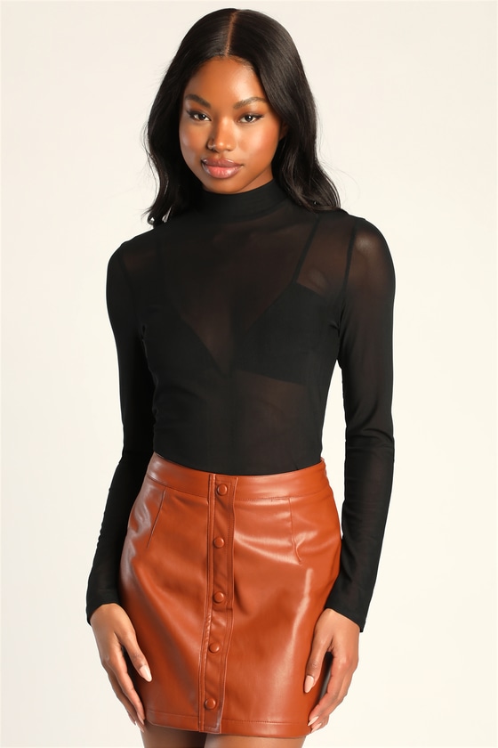 Leather button deals down skirt