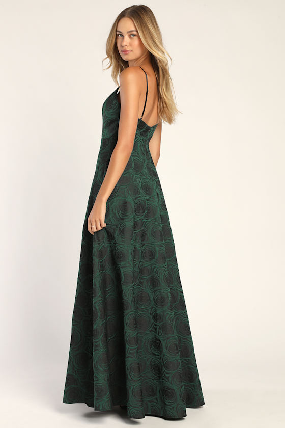 Elegant Energy Black Floral Jacquard Maxi Dress 5
