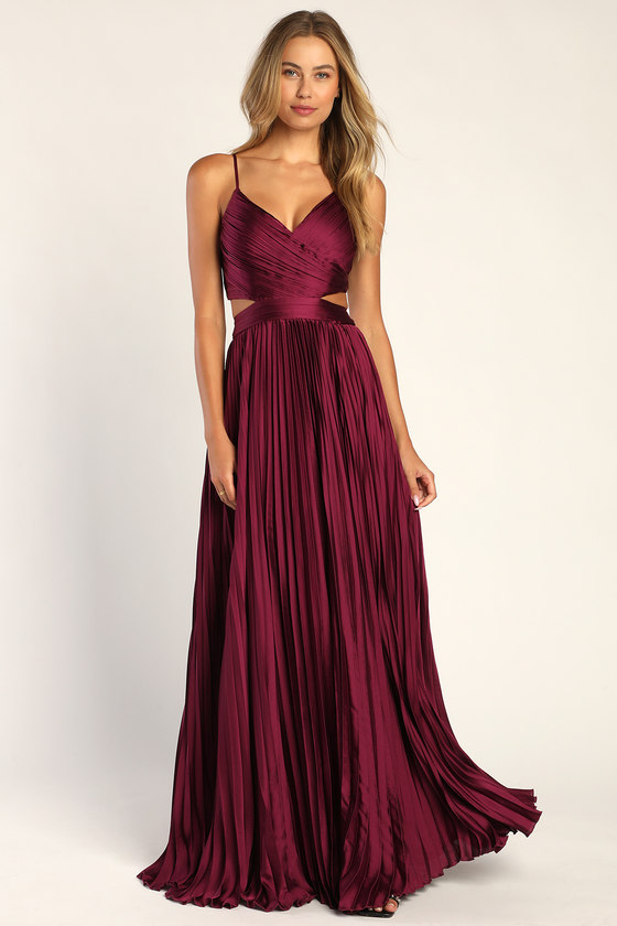 Plum Purple Maxi Dress - Pleated Maxi Dress - Cutout Dress - Lulus