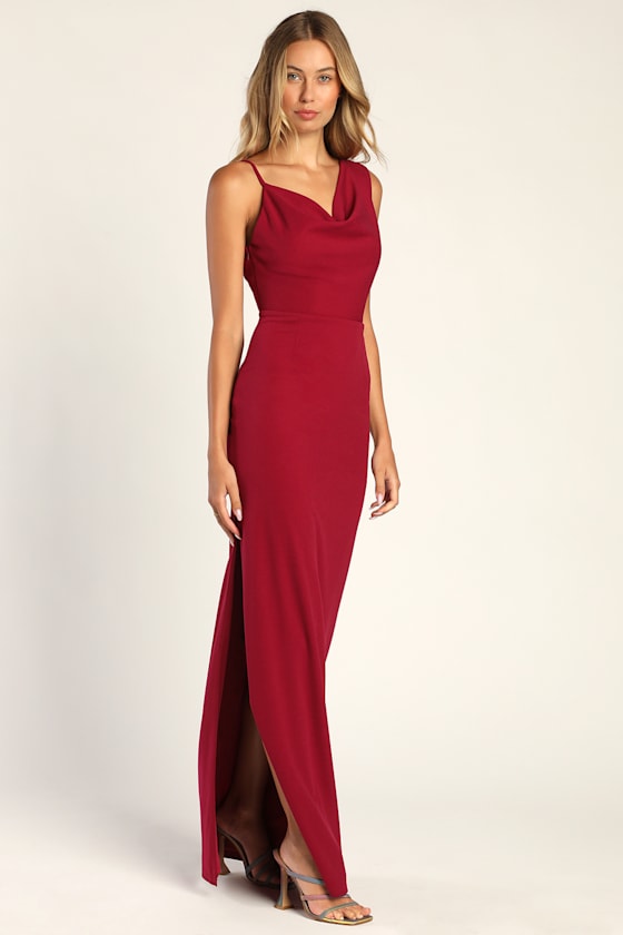 Modern Marvel Berry Pink Asymmetrical Cowl Maxi Dress 4