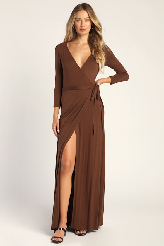 Garden District Brown Wrap Maxi Dress 2