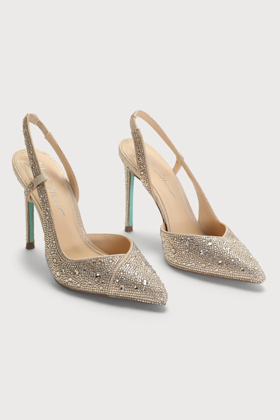 SB-Rocky Light Gold Rhinestone Slingback Pumps 3