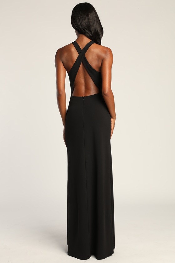Black Mermaid Maxi Dress Halter Neck Dress Cutout Maxi Dress Lulus