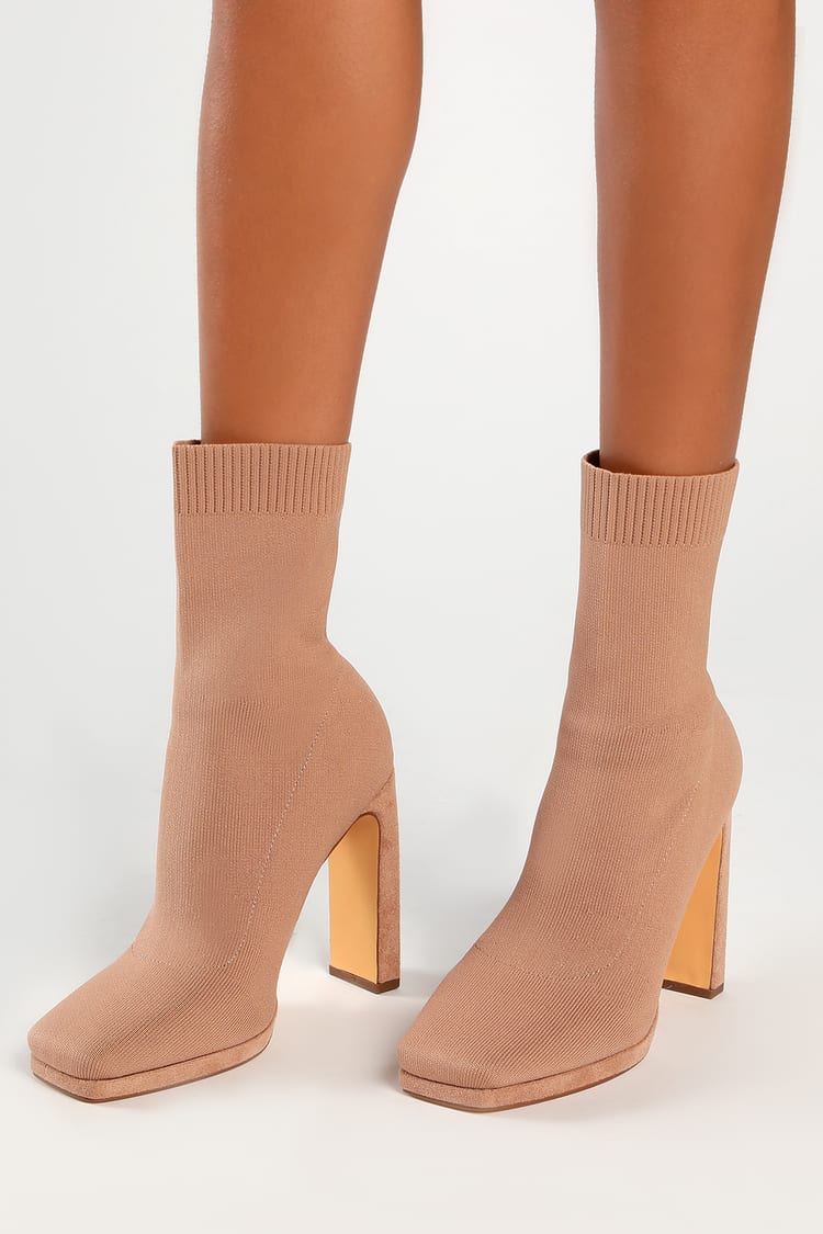 nude sock boots outfit