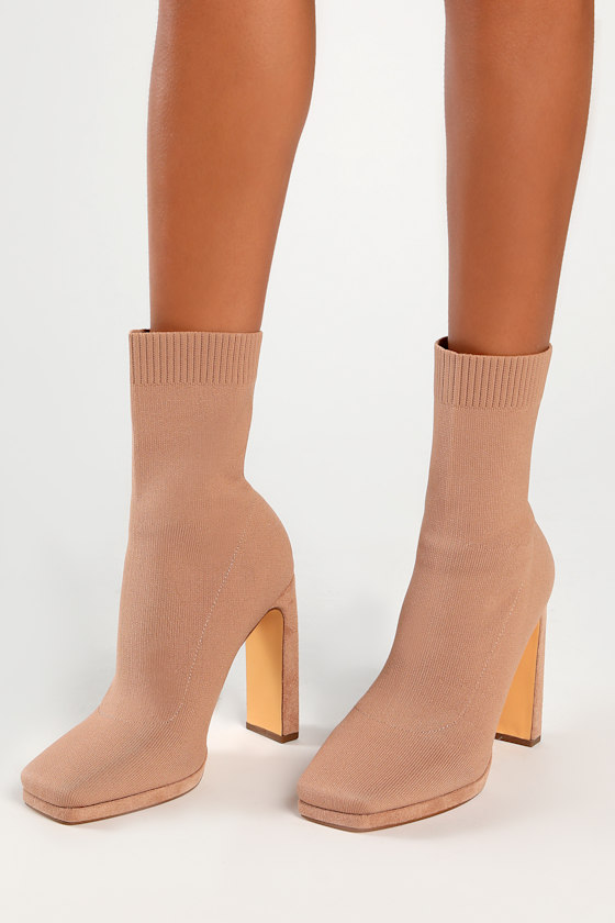 Light Nude Boots Sock Boots High Heel Boots MidCalf Boots Lulus