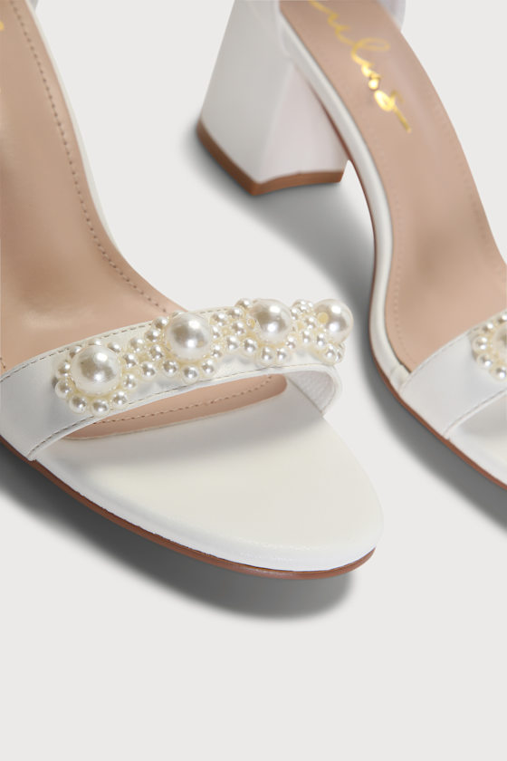 Kutest White Pearl Ankle Strap Heels - thumbnail 3