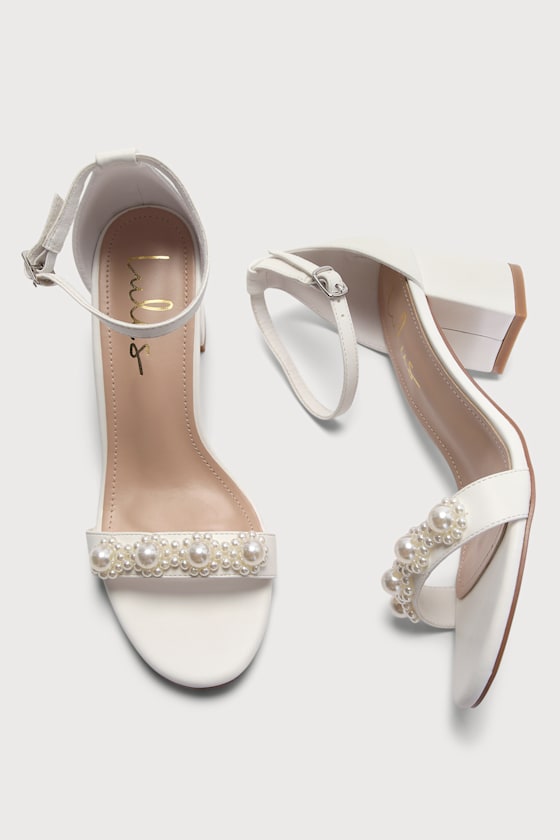 Kutest White Pearl Ankle Strap Heels - thumbnail 4