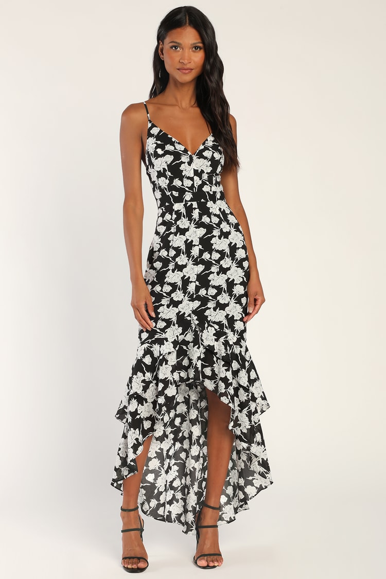 For the Frill of It White Floral Print Ruffled Maxi Dress