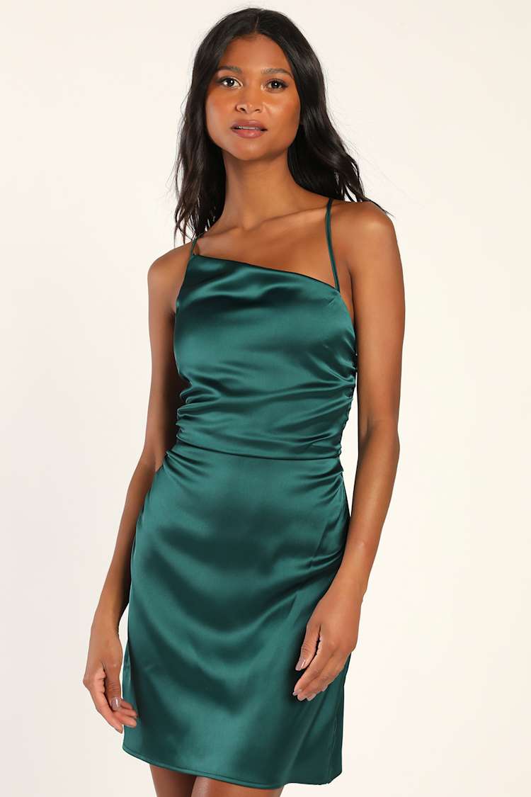 Emerald Green Dress - Asymmetrical Mini Dress - Backless Dress