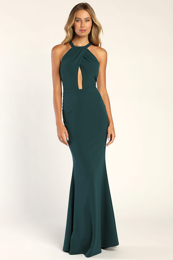 Dark Teal Dress Mermaid Maxi Dress Backless Dress Lulus