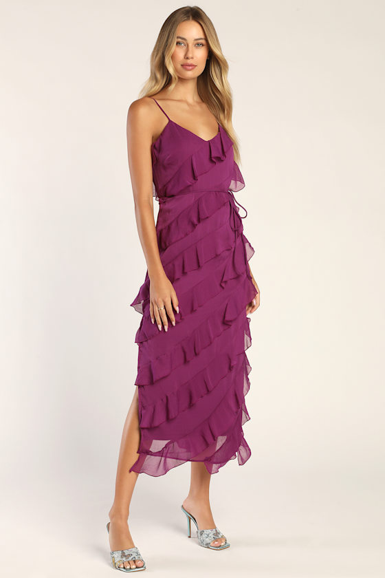 Love the Look Purple Tiered Ruffled Midi Dress 1