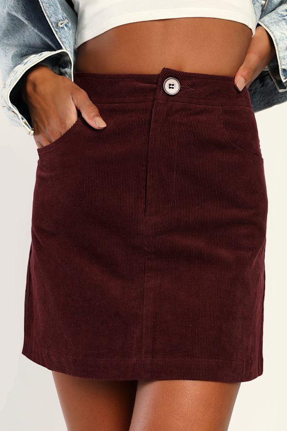 Cute Coordination Plum Purple Corduroy Mini Skirt 3