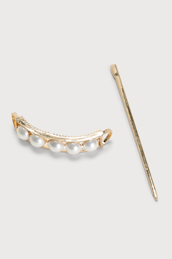 Gold Hairpin Pearl Hairpin Rectangular Hair Pin Lulus