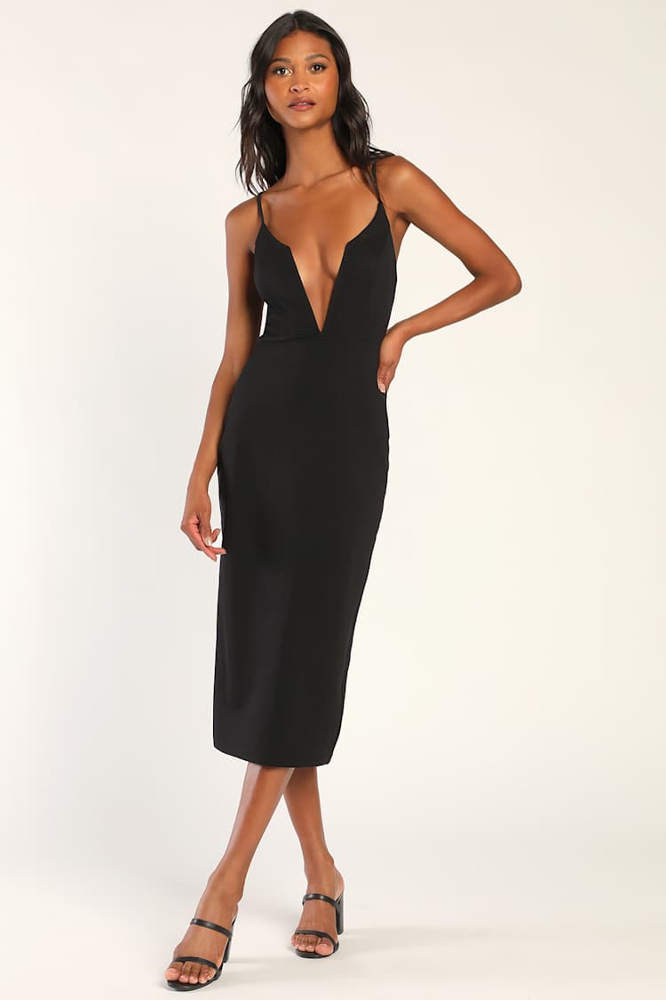 Always Sensational Black Sleeveless Bodycon Midi Dress