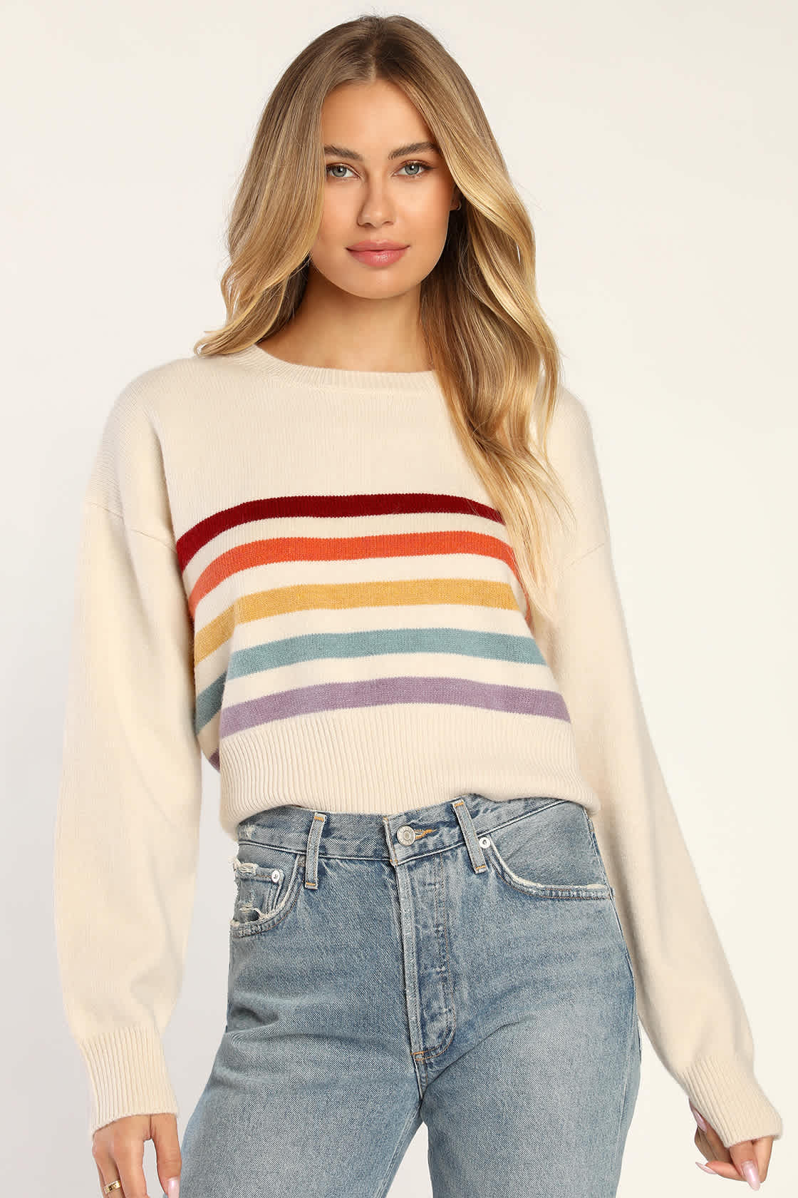 Rainbow striped pullover (colors may vary per piece)