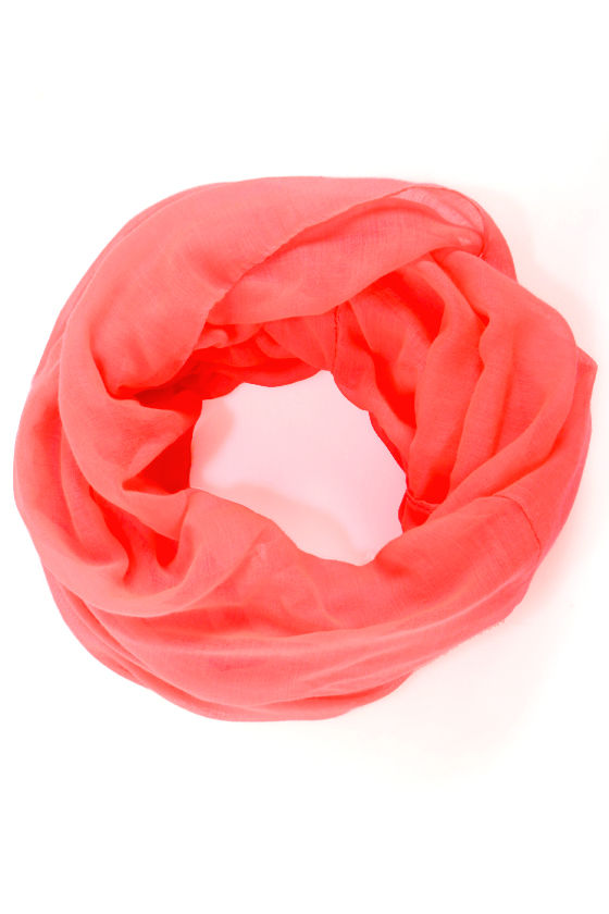 Fun Neon Coral Scarf Infinity Scarf 11.00 Lulus