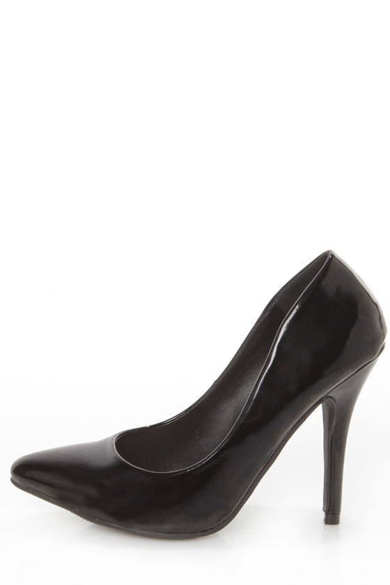 Elly 1 Black Patent Pointed Pumps - $25.00 - Lulus