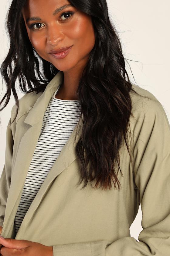 Gwyneth Olive Green Tie-Back Trench Coat 5