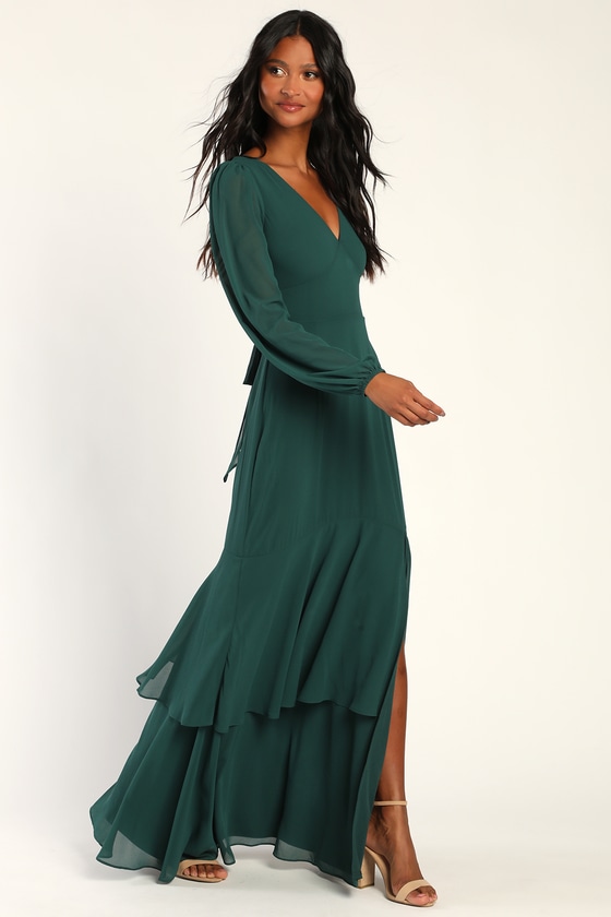 Tiered dress long best sale sleeve