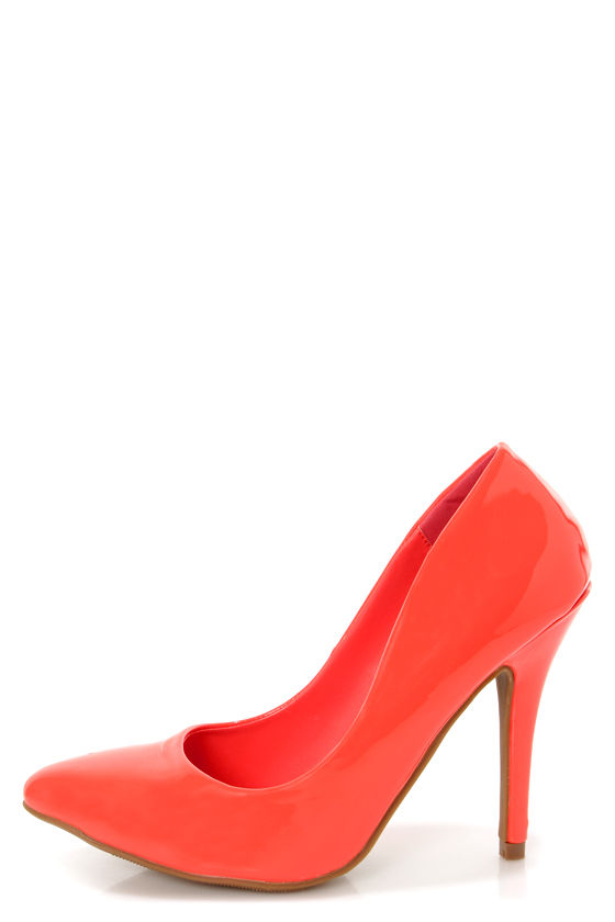 Elly 1 Coral Patent Pointed Pumps - $25.00 - Lulus