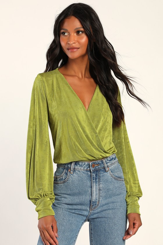 Lime Green Top - Long Sleeve Top - Slinky Long Sleeve Top - Lulus