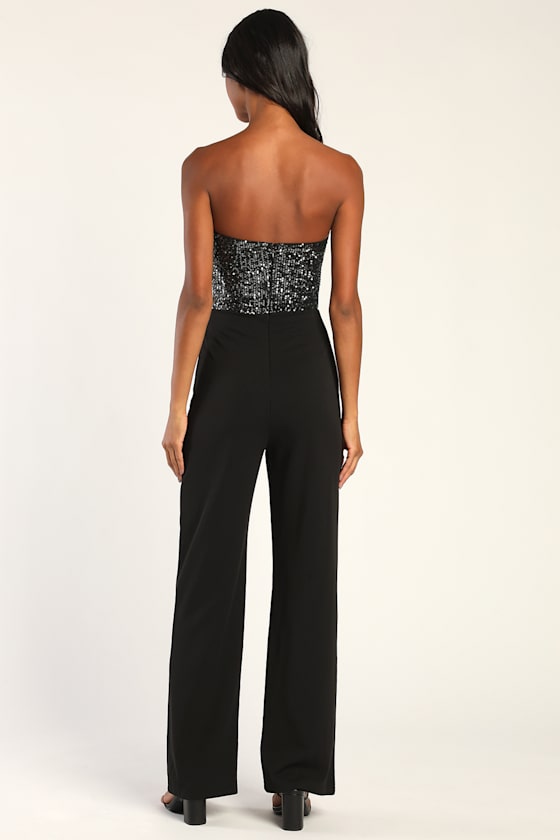 Total Hottie Black Sequin Strapless Jumpsuit 6