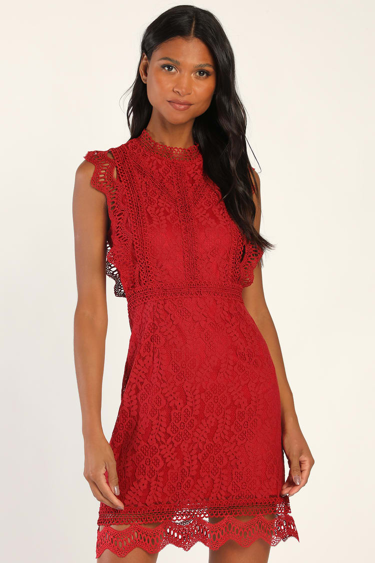 red lace mini dress