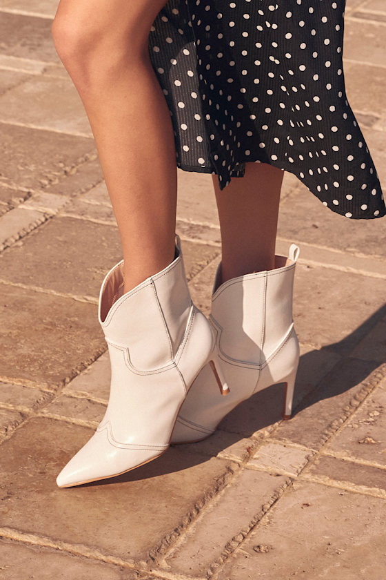 White Ankle Booties Stiletto Heel Booties SilpOn Booties Lulus