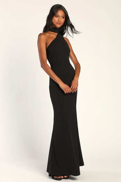 Fay | Black Velvet Corset Style Knot Maxi Dress, US 10 / Black