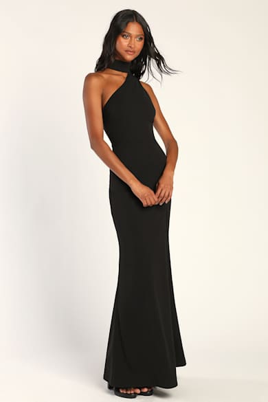 Fay | Black Velvet Corset Style Knot Maxi Dress, US 10 / Black