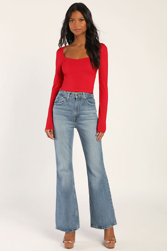 Always Effortless Red Long Sleeve Crop Top 1