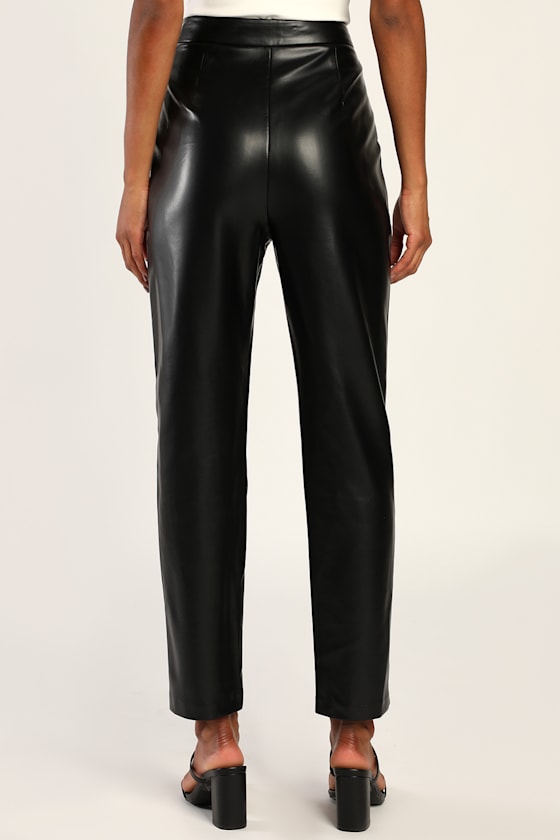 Black Vegan Leather Pants - Faux Leather Pants - Pleather