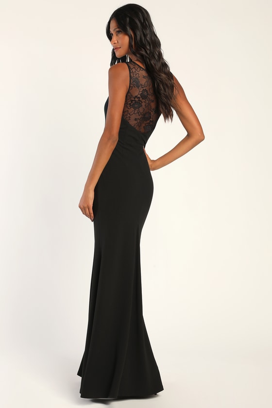 Black Lace Mermaid Maxi Dress - V-Back Dress - Chic Mermaid Dress - Lulus