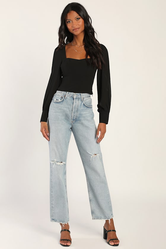 Faith Balloon Sleeve Top | Black
